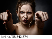 angry young woman. Стоковое фото, фотограф Lekcej / Фотобанк Лори