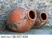 Грузия. Сигнахи. Бочки для приготовления грузинского вина. Georgia. Sighnaghi. Barrels for making Georgian wine. (2015 год). Стоковое фото, фотограф Алексей Смышляев / Фотобанк Лори