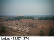 Panorama of partially restored Babylon ruins, Hillah, Iraq (2011 год). Стоковое фото, фотограф Сергей Майоров / Фотобанк Лори