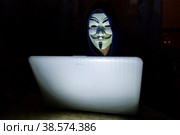 Россия. Санкт-Петербург. Имитация хакера за работой. Информационная и компьютерная безопасность. Russia. Saint-Petersburg. Imitation of a hacker at work. Information and computer security. Стоковое фото, фотограф Алексей Смышляев / Фотобанк Лори