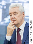 Russia. Saint-Petersburg. XXIII St. Petersburg International Economic Forum 2019. SPIEF 2019 participants. Moscow Mayor Sergey Sobyanin. Россия. Санкт-Петербург. XXIII Петербургский международный экономический форум 2019. Участники ПМЭФ-2019. Мэр Москвы Сергей Собянин. Редакционное фото, фотограф Алексей Смышляев / Фотобанк Лори