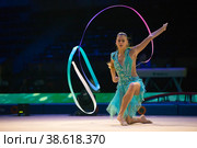 Александра Солдатова, многократная чемпионка по художественной гимнастике на шоу "Легенды спорта" Алексея Немова - 2018 в Московском дворце спорта в Лужниках, Россия. Редакционное фото, фотограф Pukhov K / Фотобанк Лори