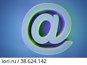 At sign close-up. Blue background. Стоковое фото, фотограф Happyphotons / Фотобанк Лори