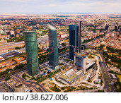 Four towers of the business district in Madrid. Spain. Стоковое фото, фотограф Яков Филимонов / Фотобанк Лори