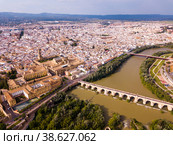 Cordoba with Roman Bridge over the Guadalquivir and the Mosque-Cathedral. Стоковое фото, фотограф Яков Филимонов / Фотобанк Лори