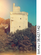 View of Tour Philippe Le Bel in France, Villeneuve lez Avignon. Стоковое фото, фотограф Яков Филимонов / Фотобанк Лори