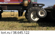 Поволжье, страда. Комбайн убирает пшеницу. Volga region, harvest season. Combine harvest wheat. Стоковое видео, видеограф Евгений Романов / Фотобанк Лори