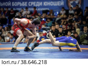 Выскользнул из рук. Всероссийские соревнования по вольной борьбе (2022 год). Редакционное фото, фотограф Роман Скосарев / Фотобанк Лори