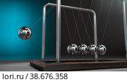 Newton's cradle in action. 3D rendering. Стоковое фото, фотограф Happyphotons / Фотобанк Лори