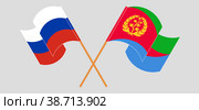 Скрещенные и развевающиеся флаги России и Эритреи. Стоковая иллюстрация, иллюстратор Олег Безруков / Фотобанк Лори