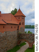 Вид на Тракайский замок летним днем (Литва) - View of Trakai Castle on a summer day (Lithuania) Стоковое фото, фотограф Елена  Попкова / Фотобанк Лори