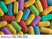 A bunch of colored pills. View from above. Стоковое фото, фотограф Happyphotons / Фотобанк Лори