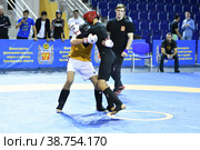 Orenburg, Russia - October 5, 2019: Men compete in Pankration wrestling. Редакционное фото, фотограф Владимир Галкин / Фотобанк Лори