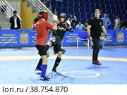 Orenburg, Russia - October 5, 2019: Men compete in Pankration wrestling. Редакционное фото, фотограф Владимир Галкин / Фотобанк Лори