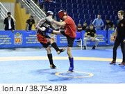 Orenburg, Russia - October 5, 2019: Men compete in Pankration wrestling. Редакционное фото, фотограф Владимир Галкин / Фотобанк Лори