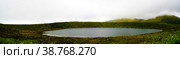 Panoramic view to Caldeira Rasa lake at Flores island at Azores. Portugal (2015 год). Стоковое фото, фотограф Сергей Майоров / Фотобанк Лори