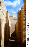 Wall of partially restored Babylon ruins, Hillah, Iraq (2011 год). Стоковое фото, фотограф Сергей Майоров / Фотобанк Лори