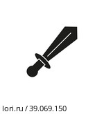 The sword icon. Pictogram. Simple flat vector illustration on a white background. Стоковая иллюстрация, иллюстратор Марина Дычек / Фотобанк Лори