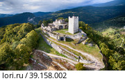 Ancient fortress with the remnants of the ruins on top of a mountain in New Athos, Abkhazia (2016 год). Стоковое фото, фотограф Виктория Кольцова / Фотобанк Лори