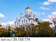 Voronezh, Russia, October 3, 2022: The Church of Blessed Xenia of St. Petersburg in autumn. Стоковое фото, фотограф Катерина Белякина / Фотобанк Лори