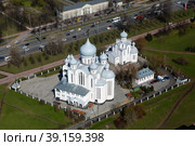 Санкт-Петербург. Храм Рождества Христова в Бестужевском саду. Вид сверху. (2021 год). Стоковое фото, фотограф Александр Тарасенков / Фотобанк Лори