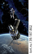 First spacewalk. 3D Illustration. Стоковая иллюстрация, иллюстратор Александр Володин / Фотобанк Лори