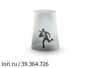 Businessman trapped in transparent glass. Стоковое фото, фотограф Elnur / Фотобанк Лори
