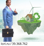 Green energy anc ecology concept with businessman. Стоковое фото, фотограф Elnur / Фотобанк Лори