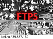 FTPS concept blurred background 3d render illustration. Стоковая иллюстрация, иллюстратор Максим Иванов / Фотобанк Лори