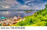 View to Volga river from the hill of Gorodets town, Russia (2016 год). Стоковое фото, фотограф Сергей Майоров / Фотобанк Лори