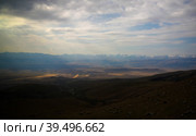 Landscape with Too-Ashuu pass and Suusamyr river and valley,Chuy Region of Kyrgyzstan (2016 год). Стоковое фото, фотограф Сергей Майоров / Фотобанк Лори