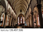 Interior view to The Sacred Heart of Jesus Cathedral in Lome, Togo (2015 год). Стоковое фото, фотограф Сергей Майоров / Фотобанк Лори