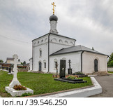 Тульская область, город Алексин, Соборная площадь, 1. Вид на старый Успенский собор в пасмурный летний день (2022 год). Редакционное фото, фотограф Наталья Николаева / Фотобанк Лори