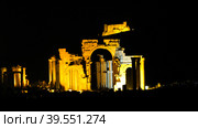 Palmyra columns in the night, destroyed by DAESH Syria (2011 год). Стоковое фото, фотограф Сергей Майоров / Фотобанк Лори