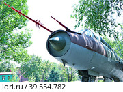 Soviet Su-17 fighter-bomber, according to NATO codification: Fitter, developed in the first half of the 1960s, at the exhibition complex "Salute, Victory!", Orenburg, Russia (2021 год). Редакционное фото, фотограф Владимир Галкин / Фотобанк Лори