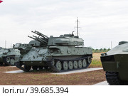 Средняя Ахтуба, Волгоградская область, Россия. Военная техника, самоходная зенитная установка ЗСУ-23-4 Шилка, противовоздушная оборона. (2022 год). Редакционное фото, фотограф Андрей Цыганков / Фотобанк Лори