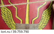 Various shields for the infantry of the times of the Roman Empire. Стоковое видео, видеограф Потийко Сергей / Фотобанк Лори