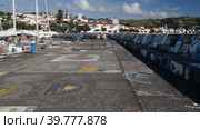 View to Horta pier in harbour. Faial island, Azores, Portugal (2015 год). Стоковое фото, фотограф Сергей Майоров / Фотобанк Лори