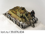 Diorama with old soviet t 34 tank. Стоковое фото, фотограф Сергей Буторин / Фотобанк Лори