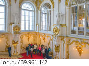 В Эрмитаже. Санкт-Петербург. Зимний дворец, Иорданская парадная лестница (2017 год). Редакционное фото, фотограф Александр Алексеев / Фотобанк Лори