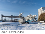 Гидросамолет Бе -12. Территория Музея Мирового океана. Город Калининград (2022 год). Редакционное фото, фотограф Румянцева Наталия / Фотобанк Лори