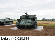 Средняя Ахтуба, Волгоградская область, Россия. Военная техника, самоходная зенитная установка ЗСУ-23-4 Шилка, противовоздушная оборона. Стоковое фото, фотограф Андрей Цыганков / Фотобанк Лори