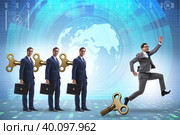 Concept of businessman escaping from office routine. Стоковое фото, фотограф Elnur / Фотобанк Лори