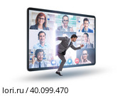 Videoconferencing concept with people in online call. Стоковое фото, фотограф Elnur / Фотобанк Лори
