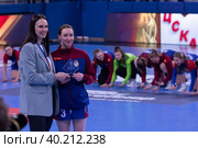 Лучший игрок матча. Полина Горшкова (3) в  гандбольном матче предварительного этапа Olimpbet Суперлиги 2022/23 между женскими командами ЦСКА (Москва. Россия) и «Астраханочка» (Астрахань. Россия). Стадион «Динамо» (2023 год). Редакционное фото, фотограф Pukhov K / Фотобанк Лори