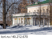 Исторический музей-заповедник Ленина "Горки Ленинские" - это музей В. И. Ленина, где советский лидер умер в 1924 году. Архитектура парка. Популярная туристическая достопримечательность. Март 2023 года, Московская область. Редакционное фото, фотограф Photojuli / Фотобанк Лори