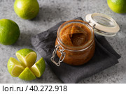 Traditional Sri Lankan Lime Pickle of lime, salt, chilli, pepper. Close up. Стоковое фото, фотограф Светлана Лажко / Фотобанк Лори