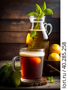 Glass of lemon limonade. Стоковая иллюстрация, иллюстратор Марина Володько / Фотобанк Лори