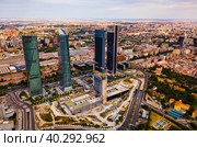 Four towers of the business district in Madrid. Стоковое фото, фотограф Яков Филимонов / Фотобанк Лори