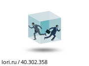 Businessman trapped in transparent glass cube. Стоковое фото, фотограф Elnur / Фотобанк Лори